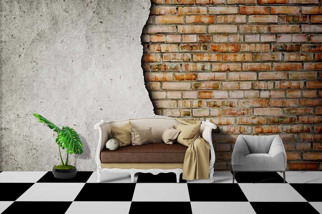 Half Exposed Crack Wall shown in a room
