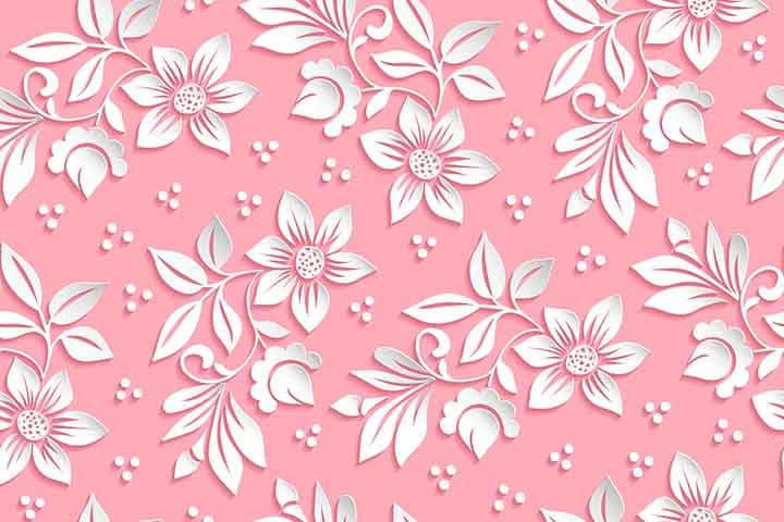 Graceful Pink Flowers and Dots Design Wallpaper pattern detail