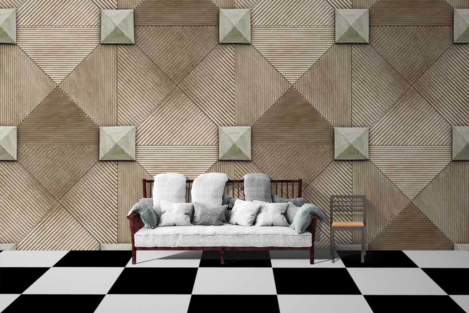 Traingle inside Square shown in a room
