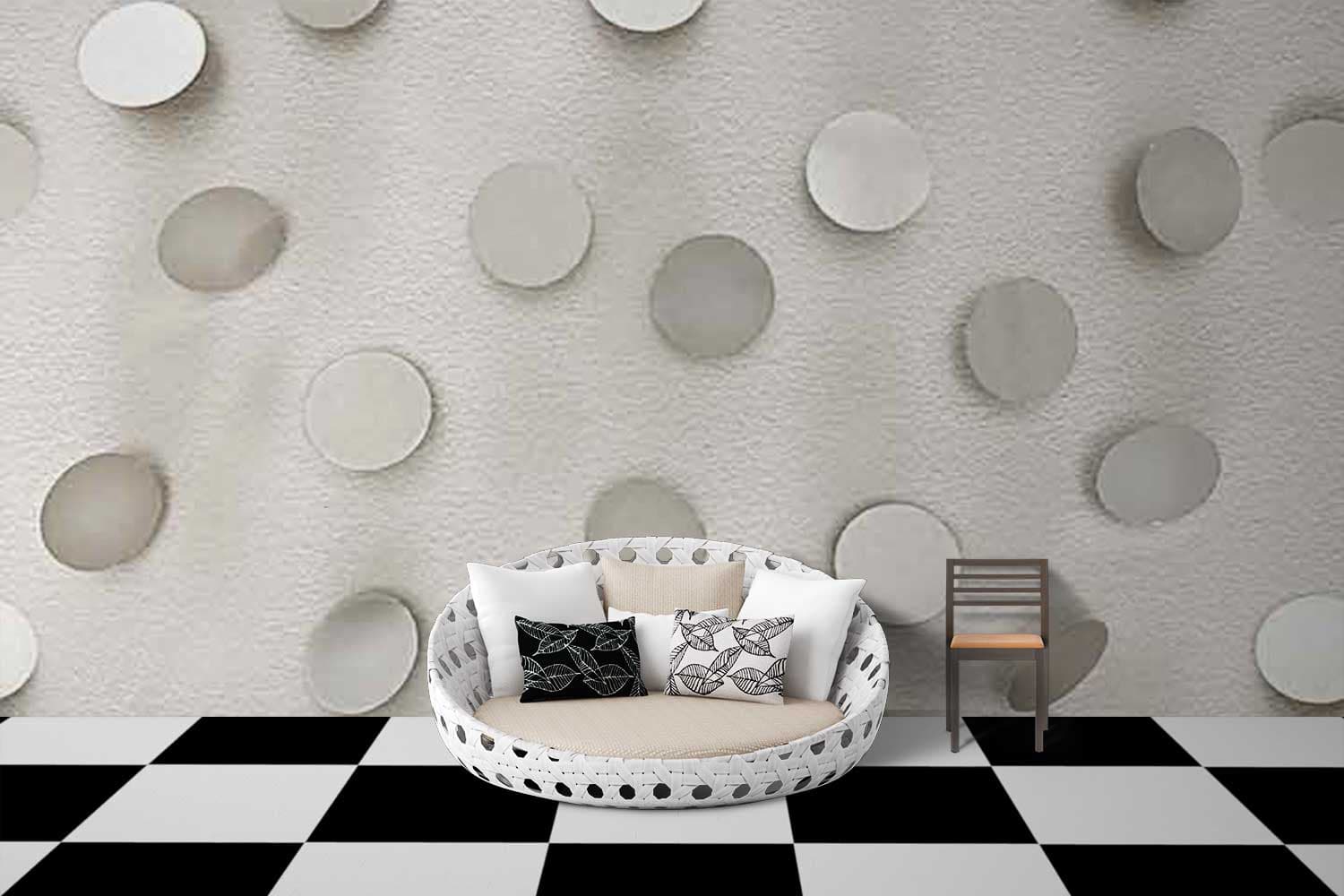 Stylish Small Circles Geometric Pattern Wallpaper shown in a room