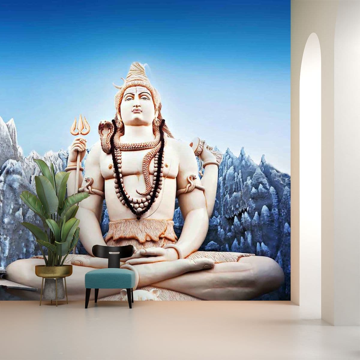 Shiva Statue Wallpaper for Wall shown in a room