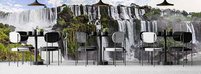 Majestic Huge Waterfall Wallpaper Mural for Wall shown in a room