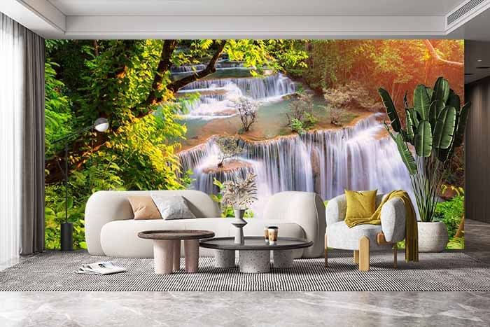 Waterfall Lust Wallpaper shown in a room