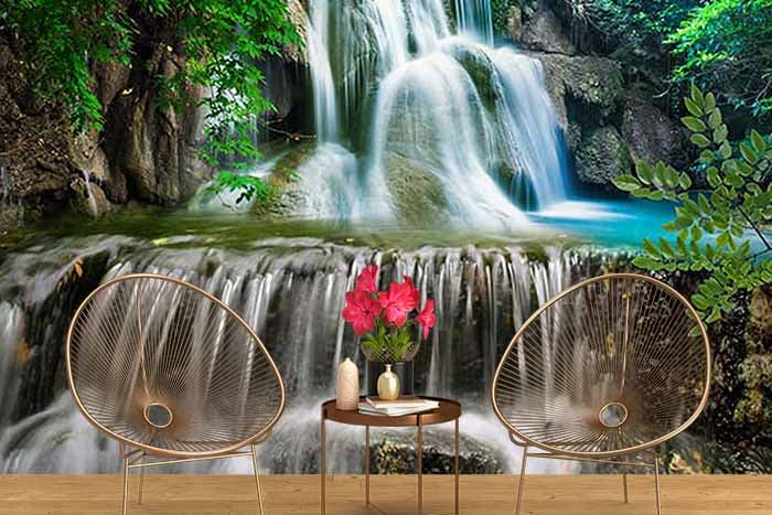 3D Jharna Wallpaper shown in a room