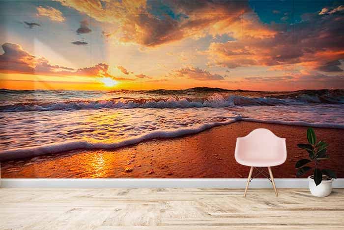 Sunshine by Sea Wallpaper shown in a room