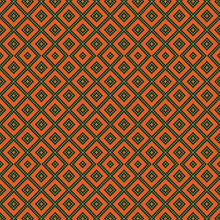 Indian Dark Saffron and Green Diamond Shape Wallpaper for Wall pattern detail