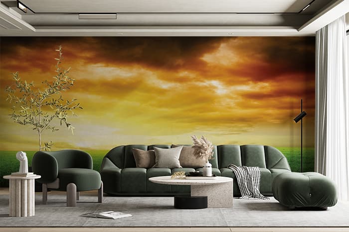Indian Tri-Color Sky Wallpaper for Wall shown in a room