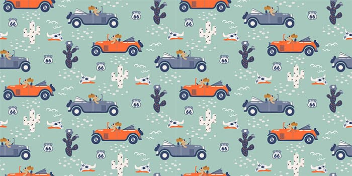 Kid Driving Car Wallpaper Mural pattern detail