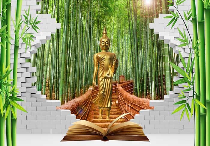 Beautiful Golden Buddha Nature Theme wallpaper pattern detail