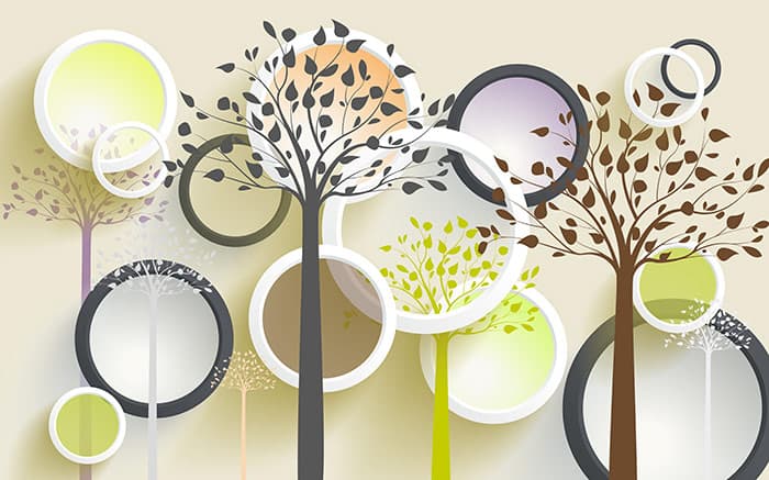 Floral 3D Shapes Wall Mural Design Wallpaper pattern detail