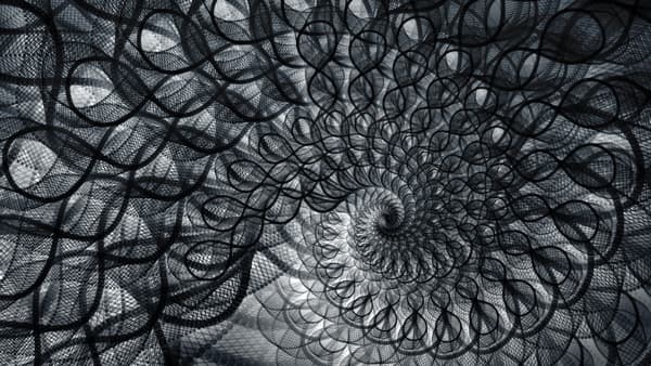 Dark Geometric Spiral Wall Mural Wallpaper pattern detail
