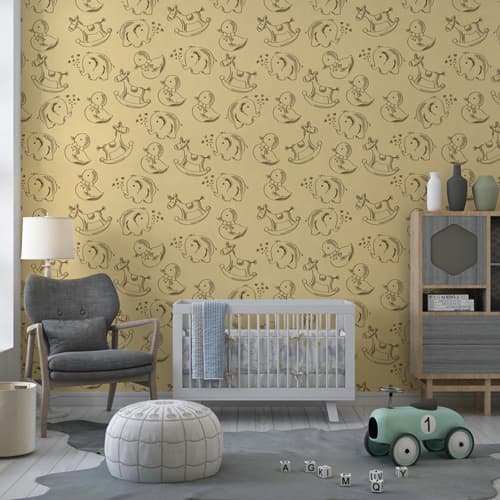 Modern Kids Animal Theme Wallpaper wallpaper shown in a room