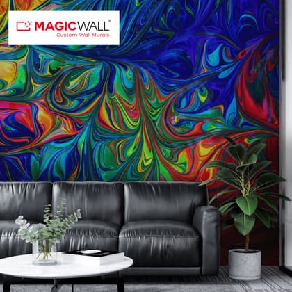 Diversified Abstract Colorful Tones Wallpaper shown in a room