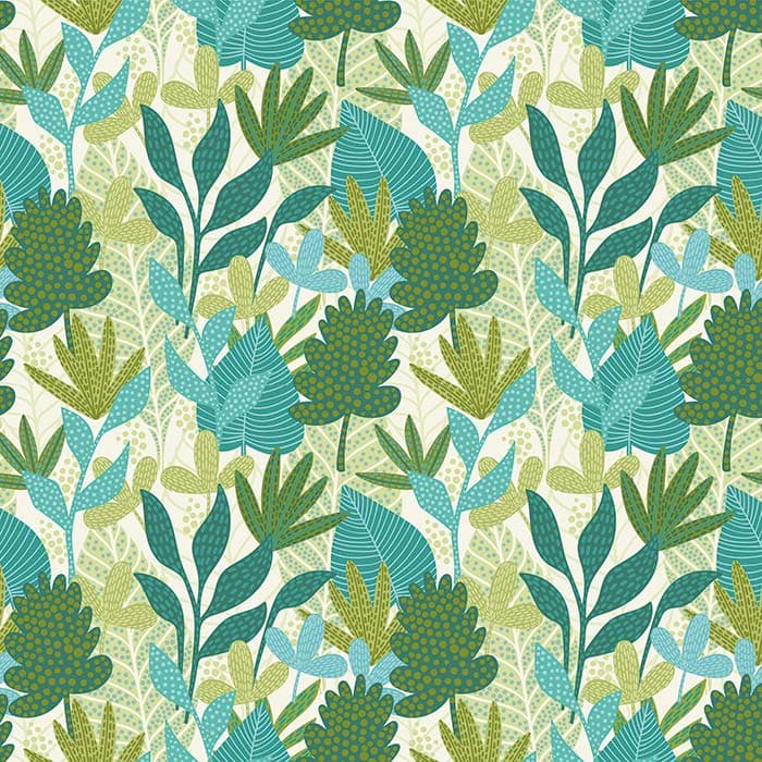 Green Leaflets Serene Wallpaper pattern detail