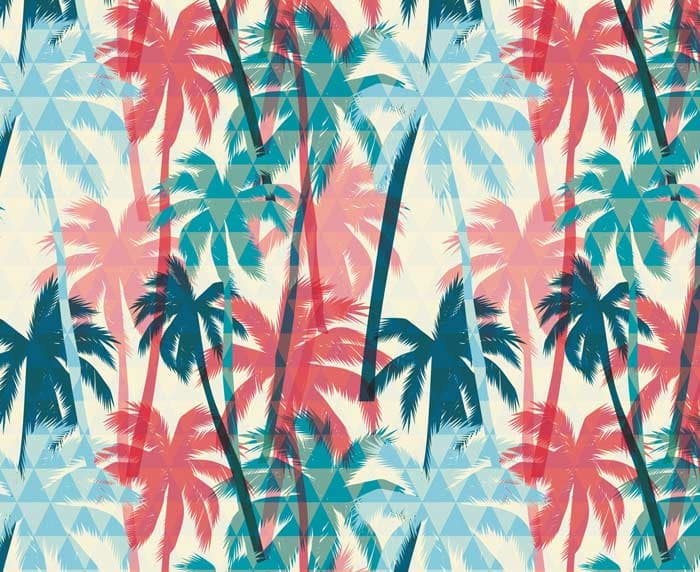 Pinnate Colorful Palm Trees Wallpaper pattern detail