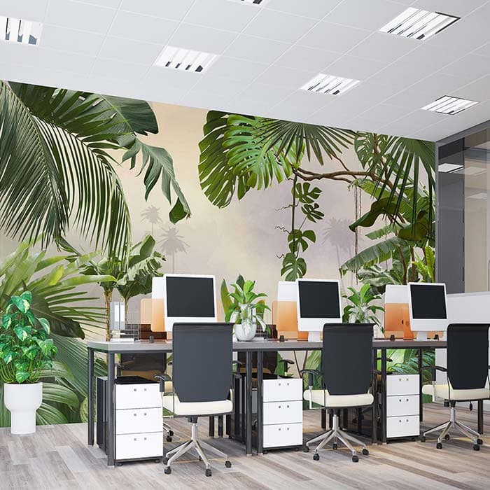 Tropical Botanical Haven Wallpaper shown in a room