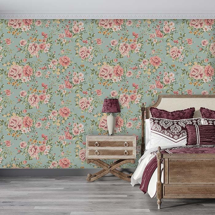Blushing Roseate Wallpaper for Wall shown in a room