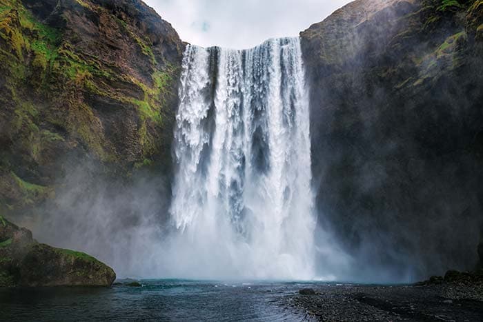 Majestic Mountain Real Waterfall Wallpaper pattern detail