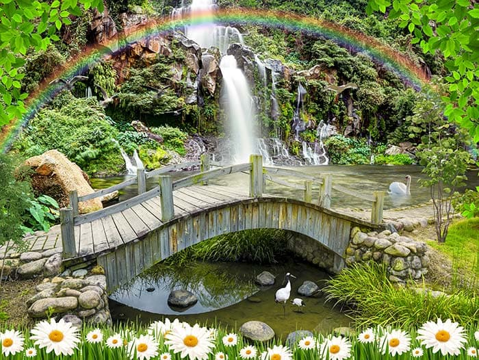 Aesthetic Rainbow and Waterfall Wallpaper pattern detail
