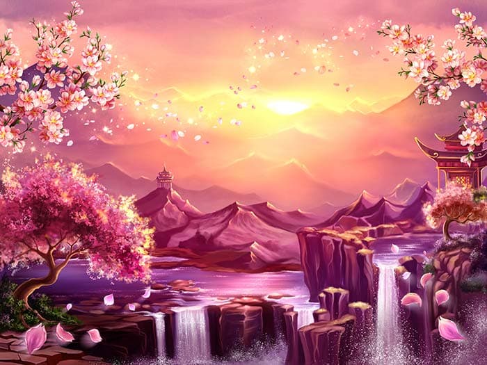 Soothing Cascade Bliss Waterfall Wallpaper pattern detail