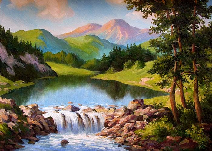 Serene Splash Waterfall Wallpaper pattern detail