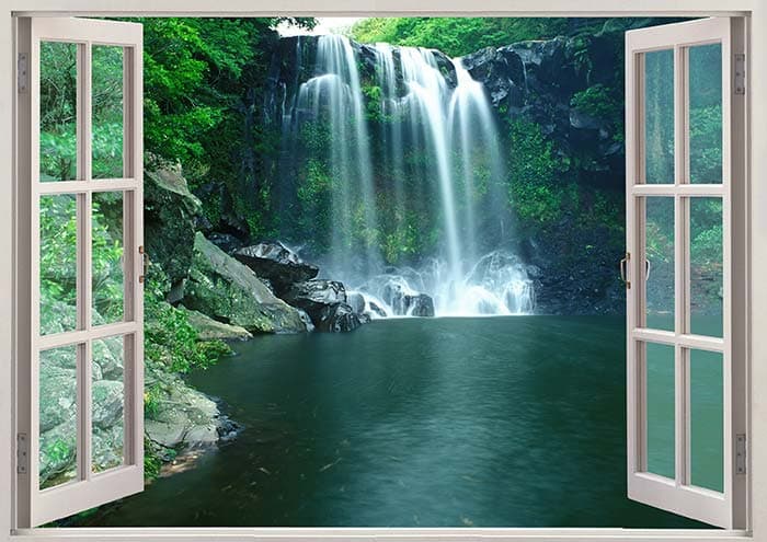 3D Waterfall View Wallpaper Mural pattern detail