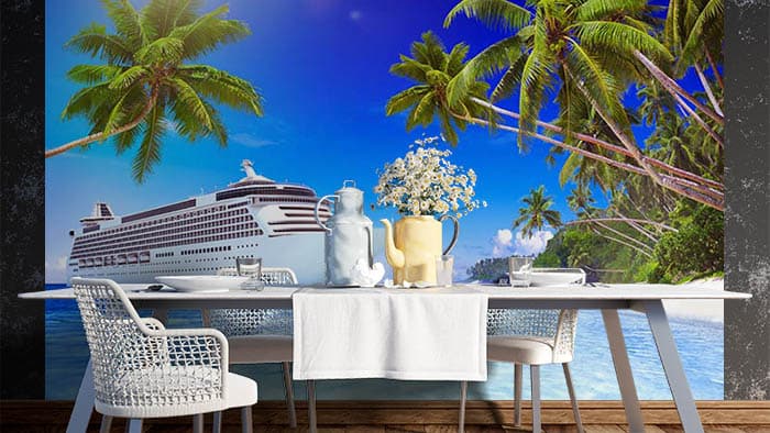 Buy Dream Yacht in Ocean Wallpaper for Wall shown in a room