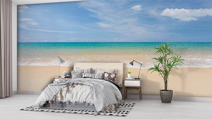 Beach Scenery Wallpaper Mural shown in a room