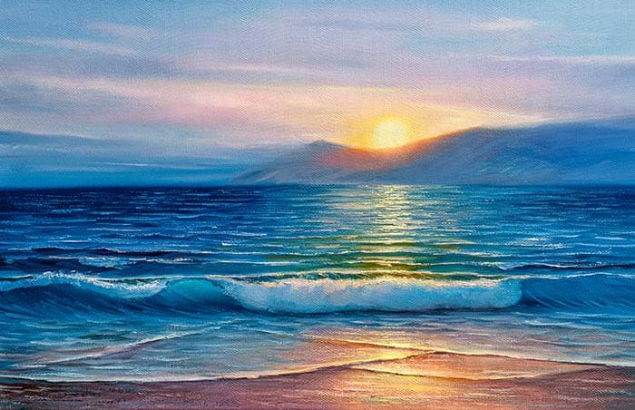 Sunrise Waves Scenery Wallpaper pattern detail