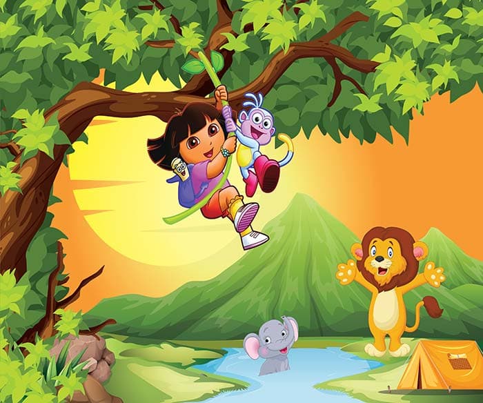 Dora The Explorer Kids Wallpaper pattern detail