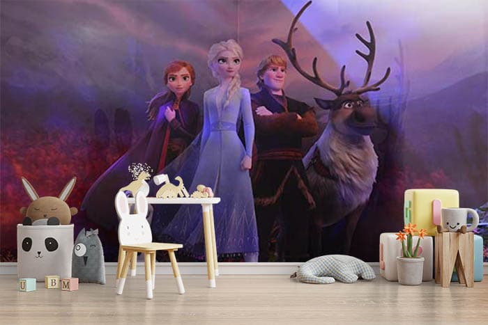 Frozen 2 Characters Wallpaper Mural shown in a room