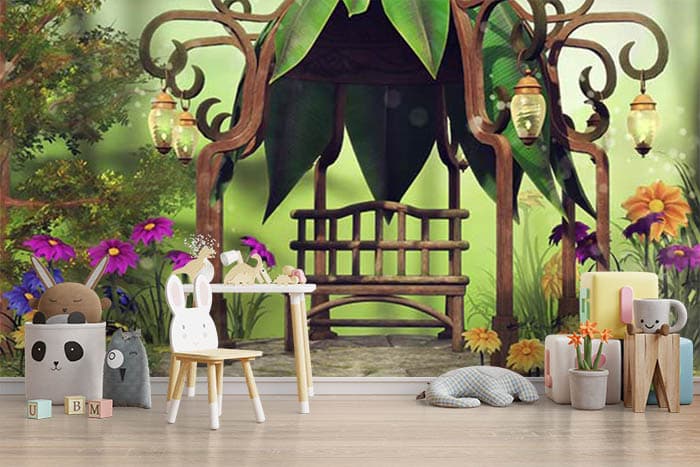 Fantasy Gazebo Wallpaper Mural shown in a room