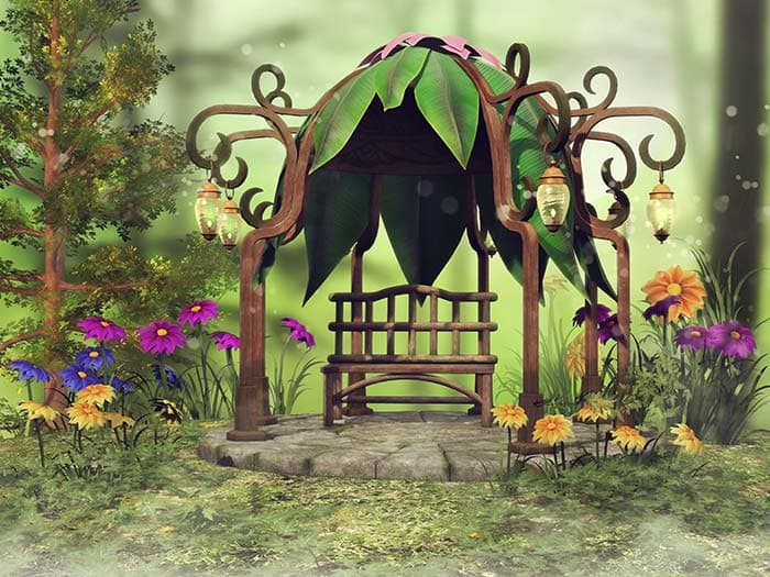 Fantasy Gazebo Wallpaper Mural pattern detail