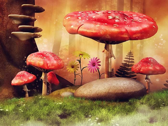 3D Flowering Meadow in Wonderland Wallpaper pattern detail