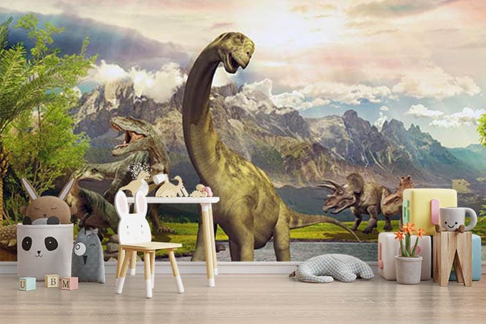 Fantasy Jurassic world shown in a room
