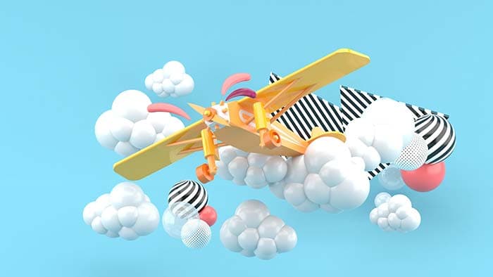 Aircraft and bubbly clouds pattern detail