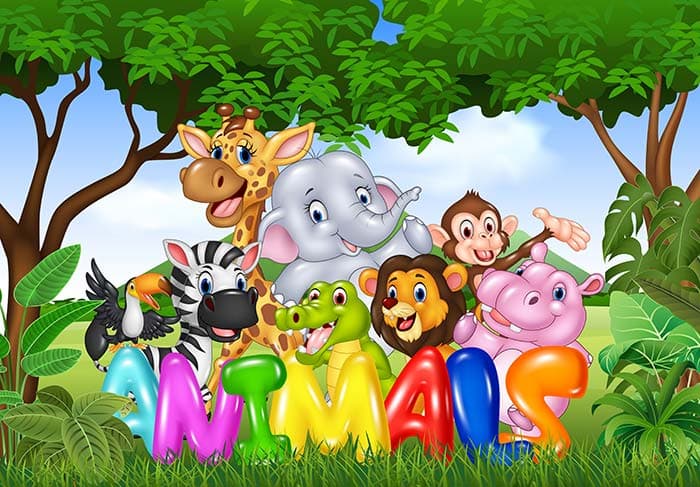 Baby animal's jungle party pattern detail