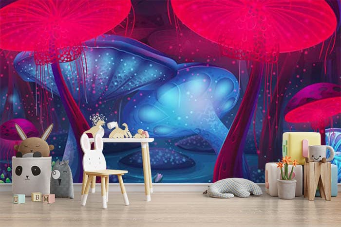 Mystic mushroon land shown in a room