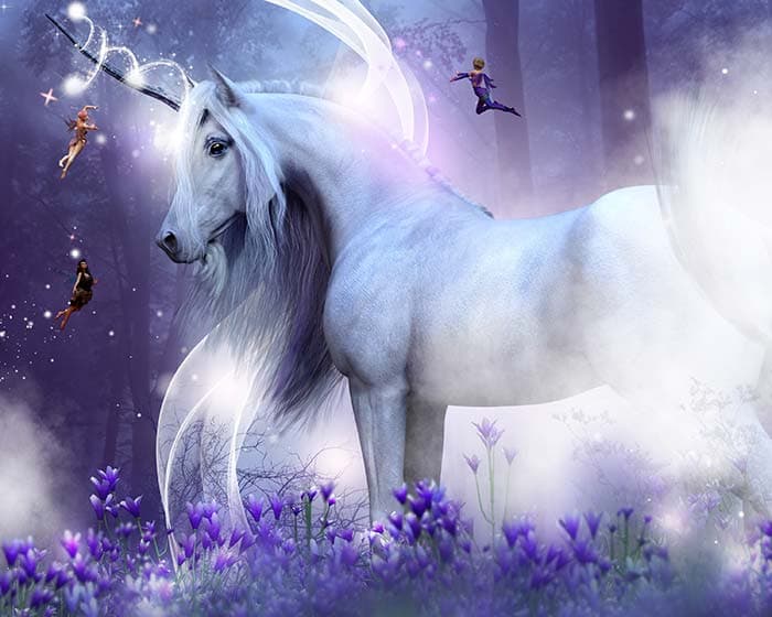 Elegant Heavenly Unicorn Landscape wallpaper pattern detail