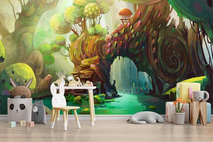 Into the wood fantasy land shown in a room