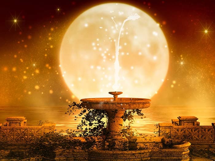 Sparkling moon with fountain Wallpaper pattern detail