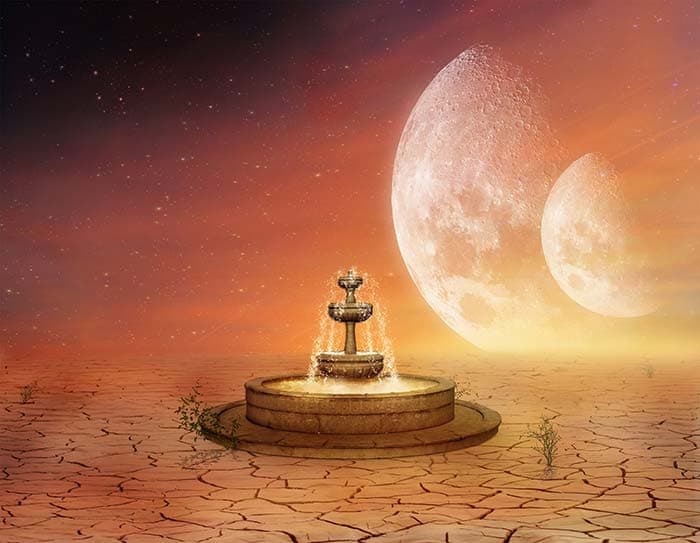Moon with Fountain Wallpaper for Walls pattern detail
