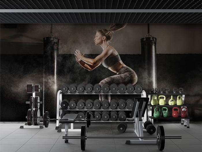 Lifting Mural shown in a room