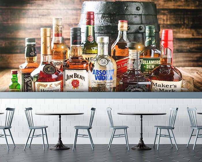 Alcohols shown in a room