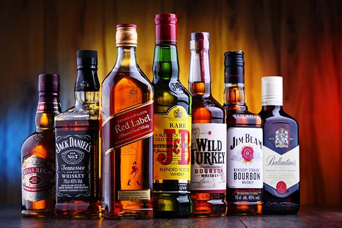 Branded whiskies pattern detail