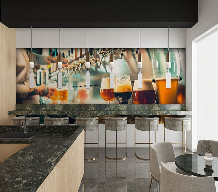 Beer parlor shown in a room