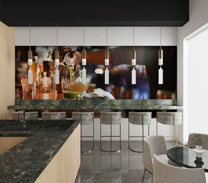 Craft cocktail shown in a room
