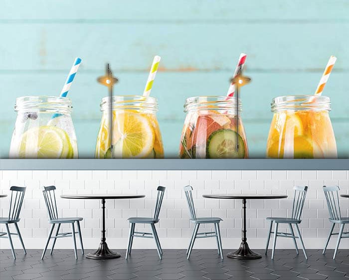 Fruits in Jar Wallpaper for Kitchen shown in a room