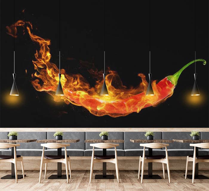 Chilli paper in fire shown in a room