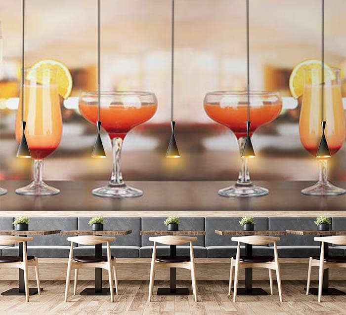 Cocktails shown in a room